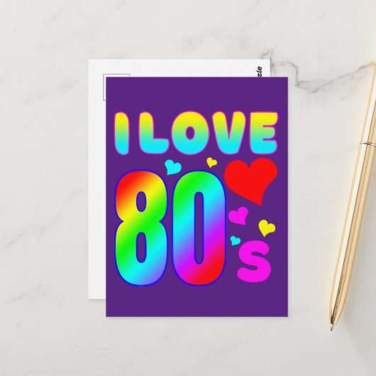 Carte Postale J'adore les années 80 (Devant/Arrière en situation)