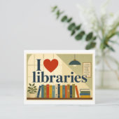 Carte Postale "J'adore les bibliothèques" (Debout devant)