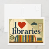 Carte Postale "J'adore les bibliothèques" (Devant / Derrière)