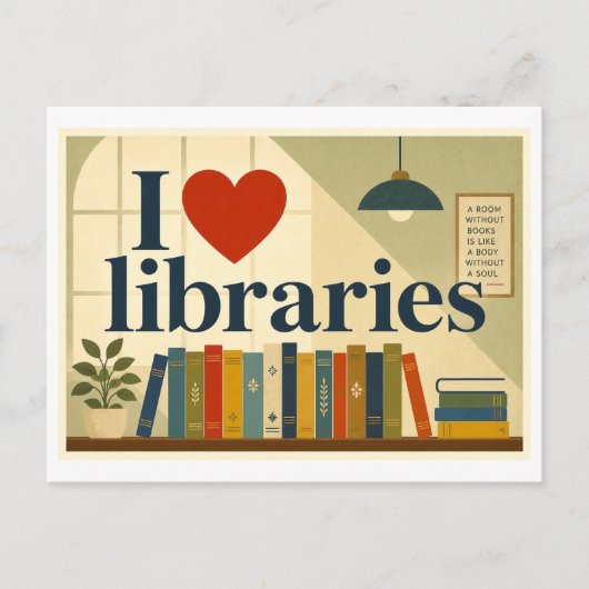 Carte Postale "J'adore les bibliothèques" (Devant)