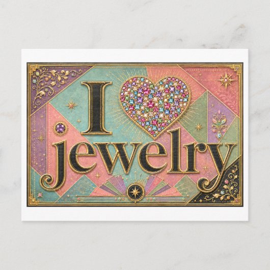 Carte Postale "J'adore les Bijoux" (Devant)