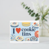 Carte Postale "J'adore les boîtes à biscuits" (Debout devant)