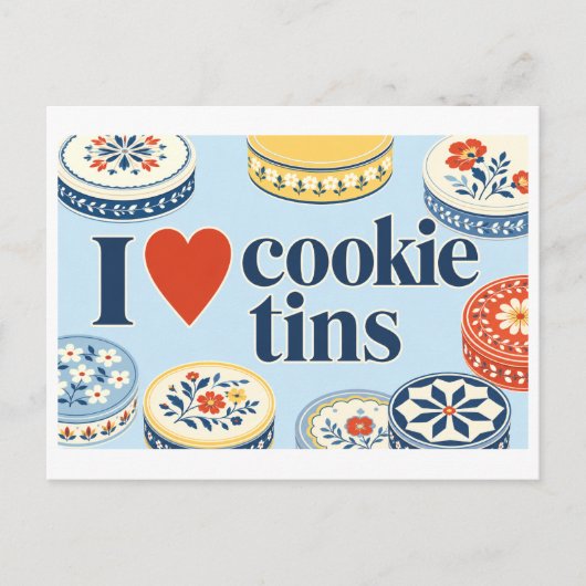 Carte Postale "J'adore les boîtes à biscuits" (Devant)