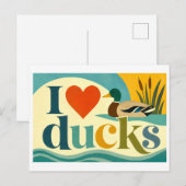Carte Postale "J'adore les canards" (Devant / Derrière)
