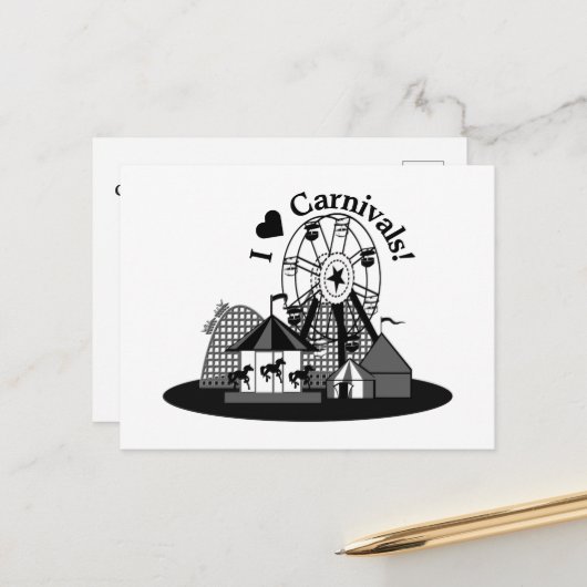 Carte Postale J'adore les Carnavals ! (Devant/Arrière en situation)