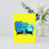 Carte Postale J'adore les chats--Cadeaux d'art de chat noir (Debout devant)