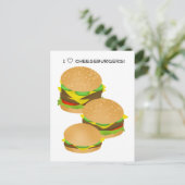 Carte Postale J'adore les cheeseburgers (Debout devant)