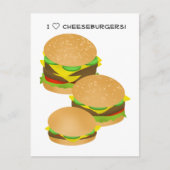 Carte Postale J'adore les cheeseburgers (Devant)