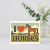 Carte Postale "J'adore les chevaux" (Debout devant)