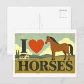 Carte Postale "J'adore les chevaux" (Devant / Derrière)