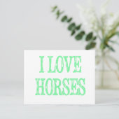 Carte Postale J'adore les chevaux vert pâle (Debout devant)