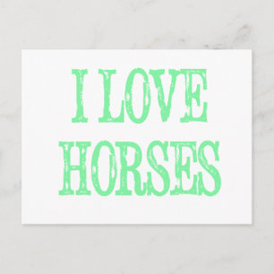Carte Postale J'adore les chevaux vert pâle