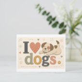 Carte Postale "J'adore les chiens" (Debout devant)