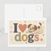 Carte Postale "J'adore les chiens" (Devant / Derrière)