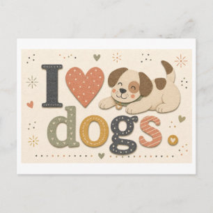 Carte Postale "J'adore les chiens"