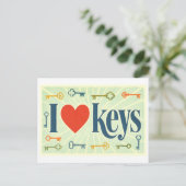 Carte Postale "J'adore les clefs" (Debout devant)