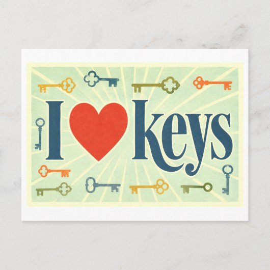 Carte Postale "J'adore les clefs" (Devant)