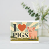 Carte Postale "J'adore les cochons" (Debout devant)