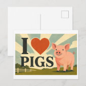 Carte Postale "J'adore les cochons" (Devant / Derrière)