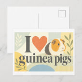 Carte Postale "J'adore les cochons d'Inde" (Devant / Derrière)