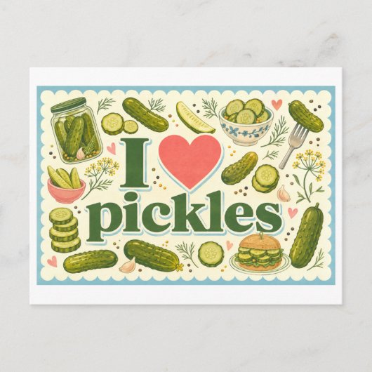 Carte Postale "J'adore les cornichons" (Devant)