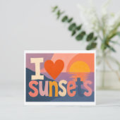 Carte Postale "J'adore les couchers de soleil" (Debout devant)