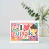 Carte Postale "J'adore les Cupcakes" (Debout devant)