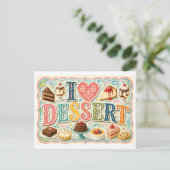 Carte Postale "J'adore les desserts" (Debout devant)
