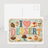 Carte Postale "J'adore les desserts" (Devant / Derrière)