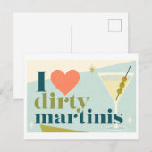 Carte Postale "J'adore les Dirty Martinis" (Devant / Derrière)