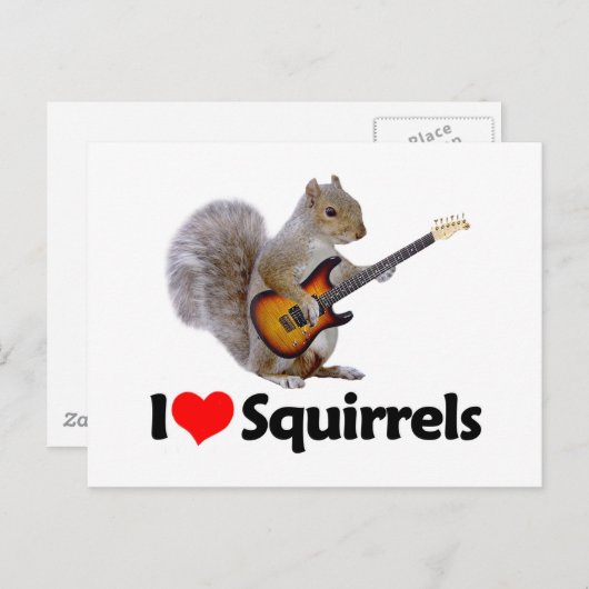 Carte Postale J'adore les écureuils (Devant / Derrière)