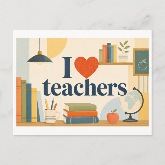Carte Postale "J'adore les enseignants" (Devant)