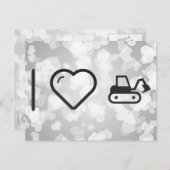 Carte Postale J'adore les excavateurs (Devant / Derrière)