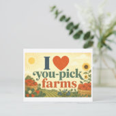 Carte Postale "J'adore les fermes de cueillette" (Debout devant)