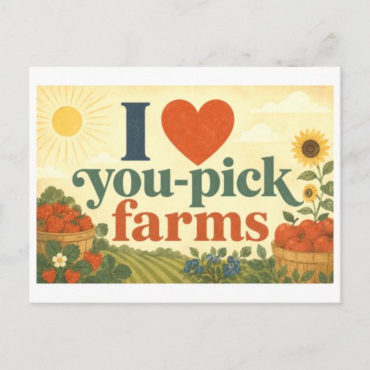 Carte Postale "J'adore les fermes de cueillette" (Devant)