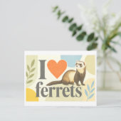 Carte Postale "J'adore les furets" (Debout devant)