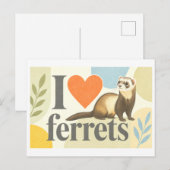 Carte Postale "J'adore les furets" (Devant / Derrière)