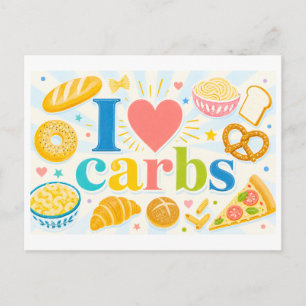 Carte Postale "J'adore les glucides"