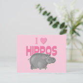 Carte Postale J'adore les hippopotames (Debout devant)