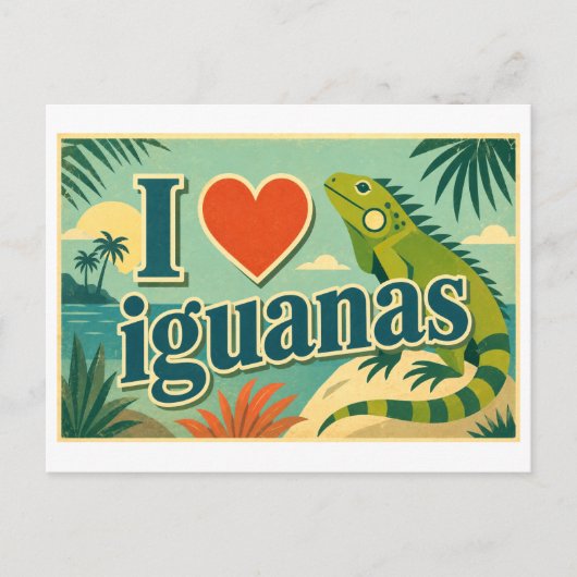 Carte Postale "J'adore les iguanes" (Devant)