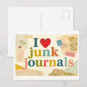 Carte Postale "J'adore les junk journals" (Devant / Derrière)
