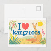 Carte Postale "J'adore les kangourous" (Devant / Derrière)