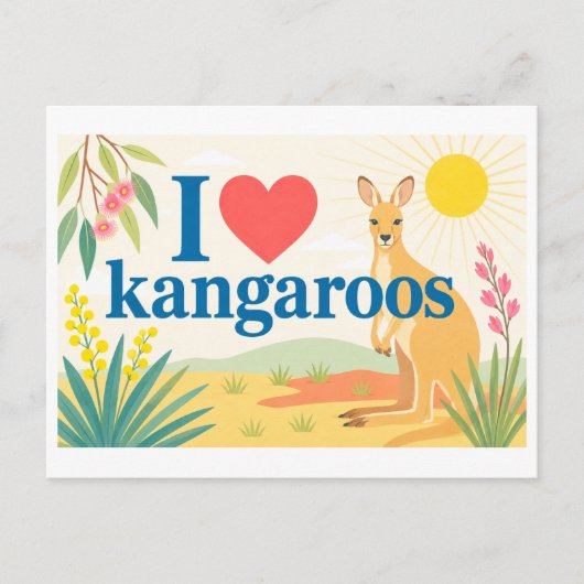 Carte Postale "J'adore les kangourous" (Devant)
