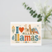 Carte Postale "J'adore les lamas" (Debout devant)