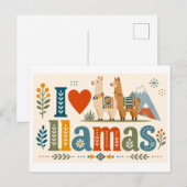 Carte Postale "J'adore les lamas" (Devant / Derrière)