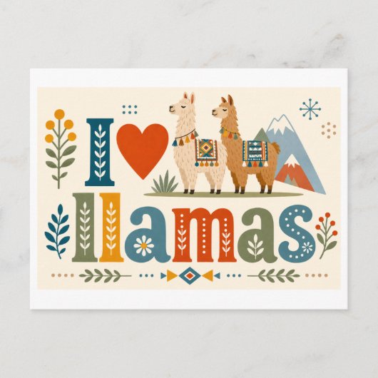 Carte Postale "J'adore les lamas" (Devant)