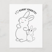 Carte Postale J'adore les lapins (Devant)