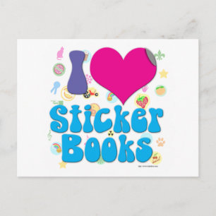Carte Postale J'adore les livres Sticker !