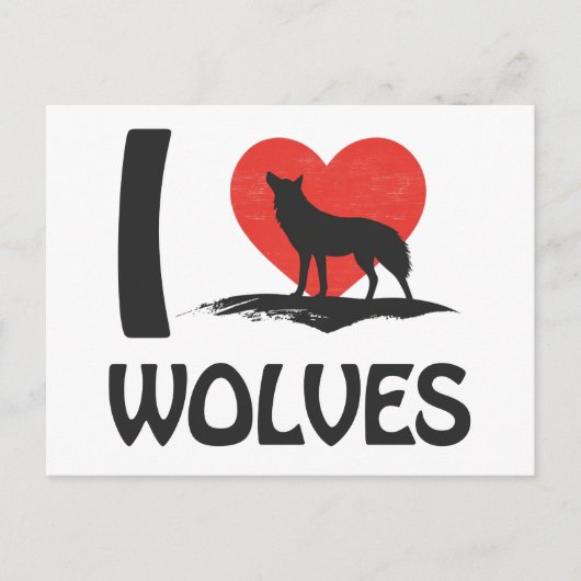 Carte Postale J'adore les loups (Devant)