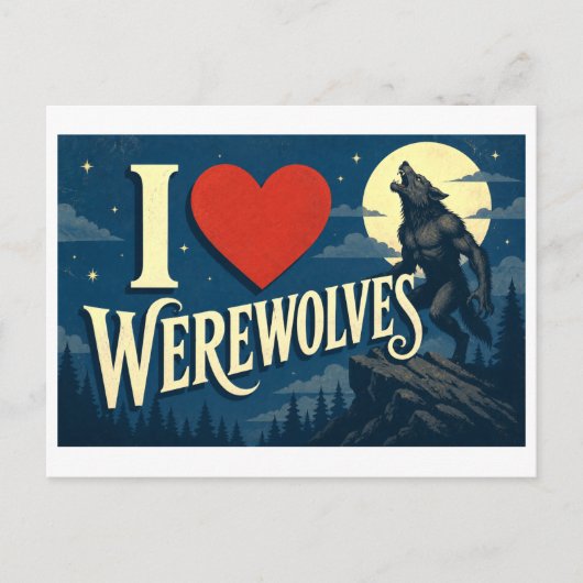 Carte Postale "J'adore les loups-garous" (Devant)